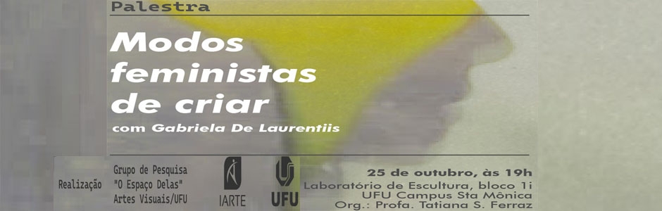 Banner com informações sobre a palestra "modos feministas de criar", com data para 25 de outubro, às 19h