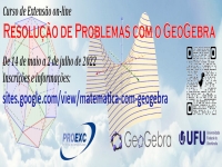 Banner de divulgação do curso de extensão, com imagens produzidas no GeoGebra