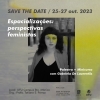 Cartaz com informações sobre a palestra e o minicurso "Espacializações Feministas", com Gabriela de Lourentiis